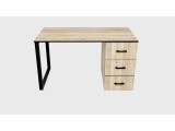 Teacher's desk with a metal frame and a side cabinet