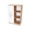Low, semi-enclosed cabinet with a single left-hand door featuring a photo print